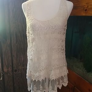 Crochet and lace tank top